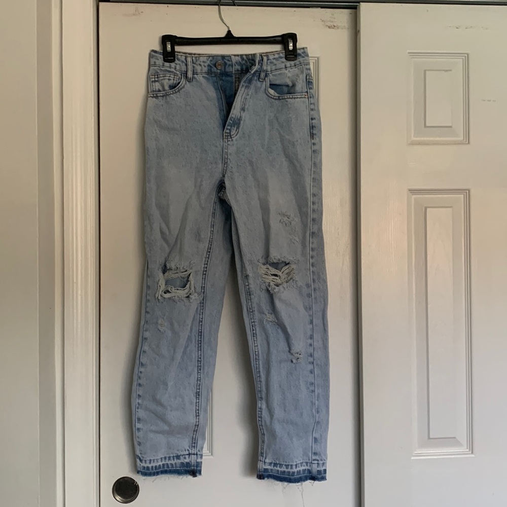 Light wash ripped shein dad jeans, size 2/S